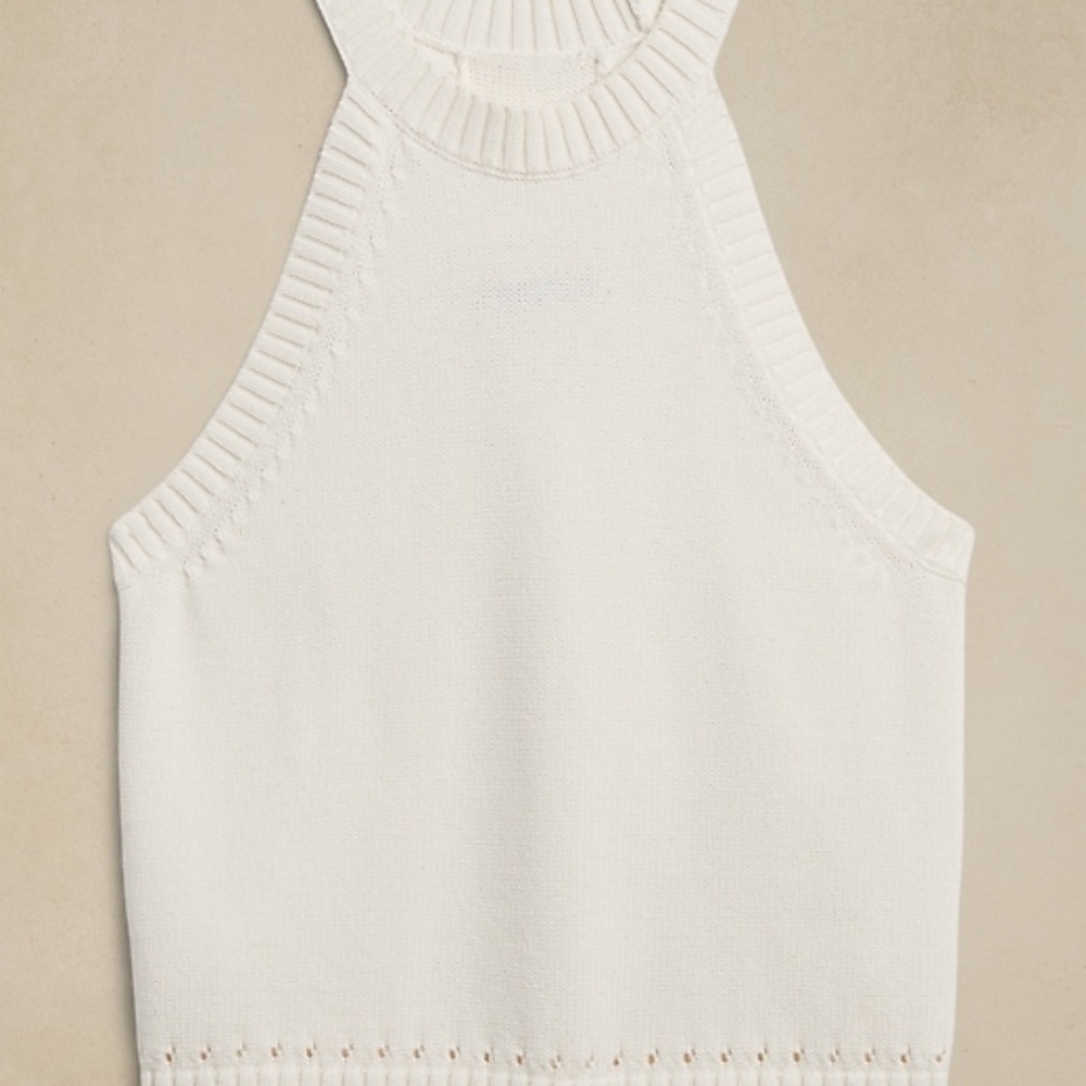 Banana Republic Cotton Knit Halter Tank in Snow Day colour, size Large - Picture 2 of 10